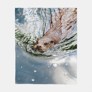 CUTE SEAL SWIMMING FLEECE BLANKET