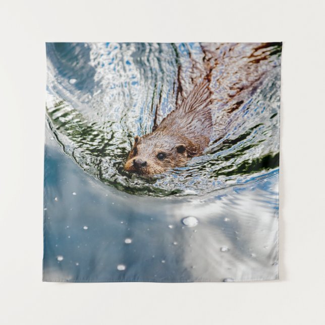 CUTE SEAL SWIMMING TAPESTRY (Front)