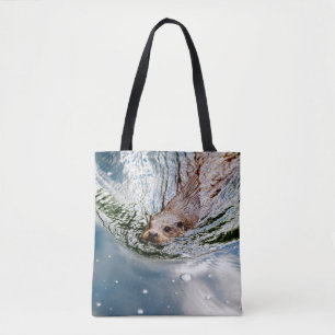 CUTE SEAL SWIMMING TOTE BAG