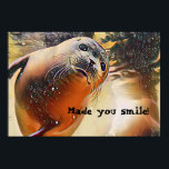 Cute Seal Wildlife Pop Art Made You Smile  Poster<br><div class="desc">This is an adorable wildlife portrait of a super cute seal swimming underwater with bubbles and looking straight at you like he is trying to make you smile. So I added the words: Made you smile! as a text template that you can keep or replace with your own text to...</div>