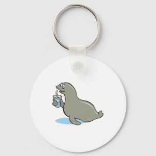 cute seal with drink key ring
