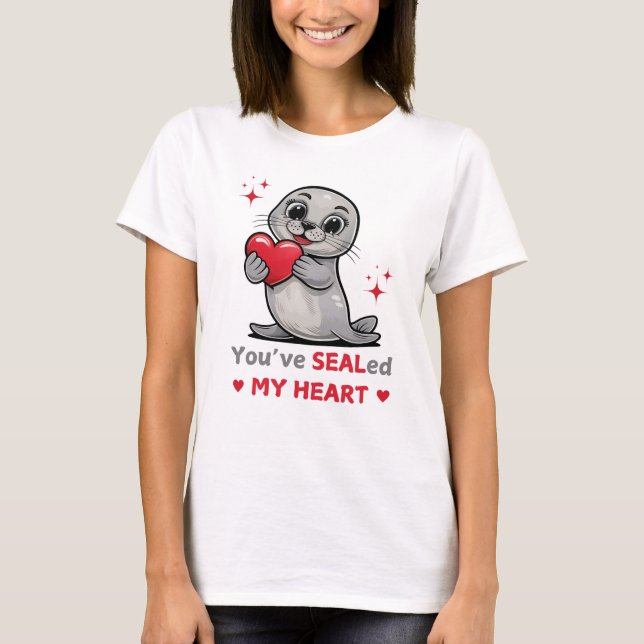 Cute Seal You've sealed my heart Valentines Day T-Shirt (Front)