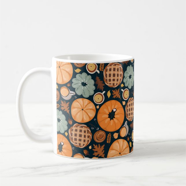 Cute seamless autumn pattern background coffee mug (Left)