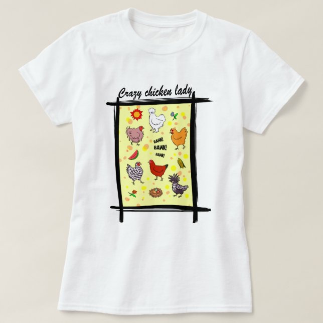 Cute seamless chickens pattern cartoon T-Shirt (Design Front)
