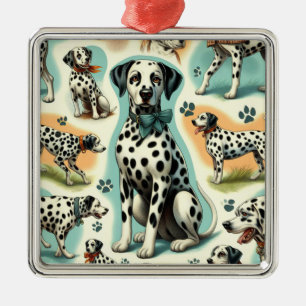 Cute Seamless Dalmatian Metal Ornament