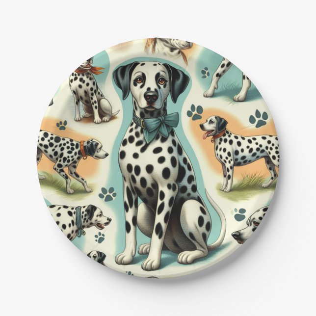 Cute Seamless Dalmatian Paper Plate (Front)