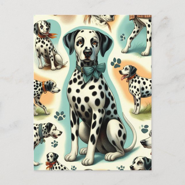 Cute Seamless Dalmatian Postcard (Front)