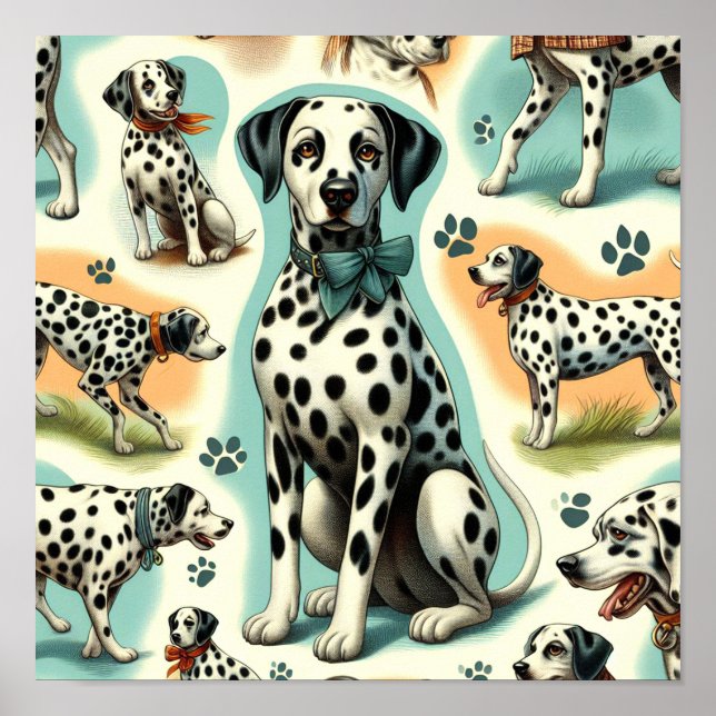 Cute Seamless Dalmatian Poster (Front)