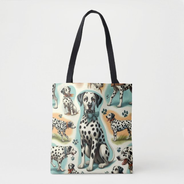 Cute Seamless Dalmatian Tote Bag (Front)