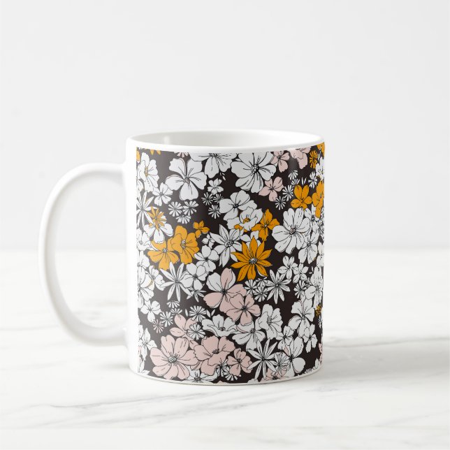Cute Seamless Ditsy Floral Pattern. Colourful flow Coffee Mug (Left)