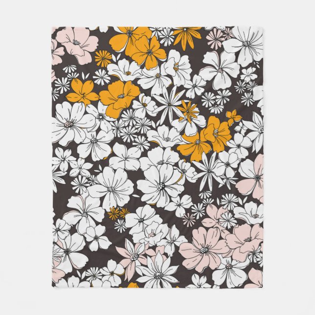 Cute Seamless Ditsy Floral Pattern. Colourful flow Fleece Blanket (Front)