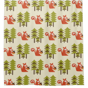 cute seamless forest pattern design. Vintage hardw Shower Curtain