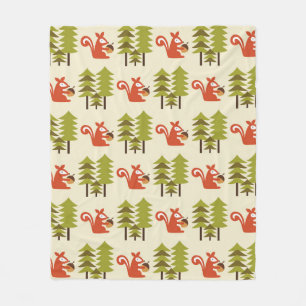 cute seamless forest pattern design. Vintage illus Fleece Blanket