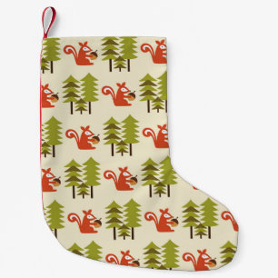 cute seamless forest pattern design. Vintage illus Small Christmas Stocking