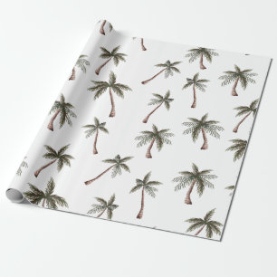 Cute Seamless Palm Trees Pattern, Summer Gift Wrapping Paper