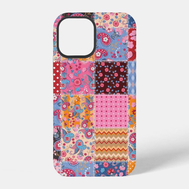 Cute seamless patchwork pattern iPhone case (Back)
