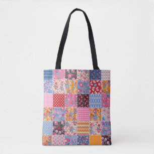 Cute seamless patchwork pattern tote bag