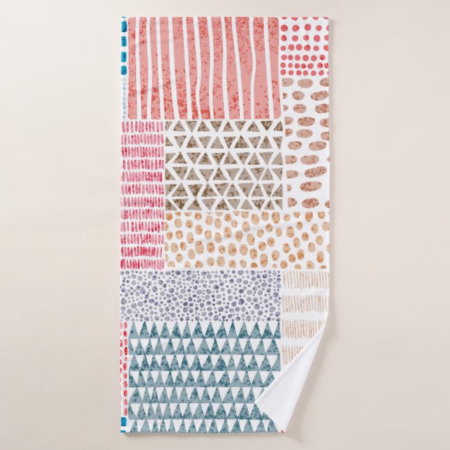 Cute seamless pattern in patchwork style. Simple d Bath Towel (Bath Towel)
