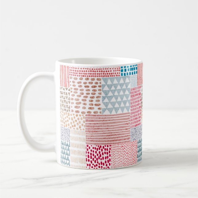 Cute seamless pattern in patchwork style. Simple d Coffee Mug (Left)