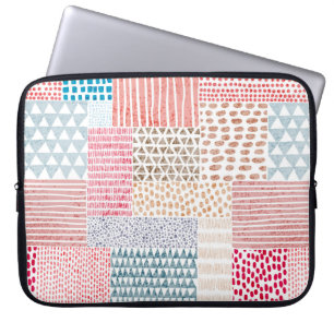 Cute seamless pattern in patchwork style. Simple d Laptop Sleeve