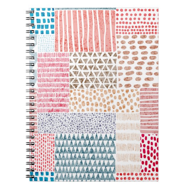 Cute seamless pattern in patchwork style. Simple d Notebook (Front)