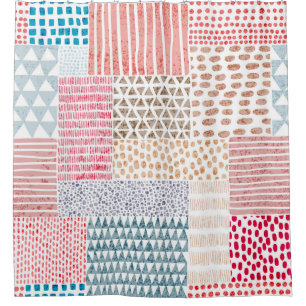 Cute seamless pattern in patchwork style. Simple d Shower Curtain