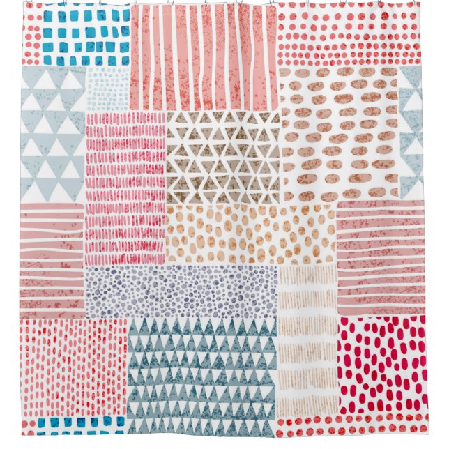 Cute seamless pattern in patchwork style. Simple d Shower Curtain (Front)