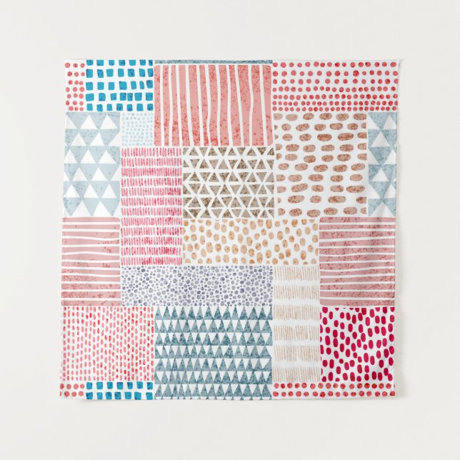 Cute seamless pattern in patchwork style. Simple d Tapestry (Front)