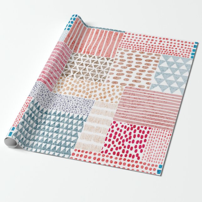 Cute seamless pattern in patchwork style. Simple d Wrapping Paper (Unrolled)
