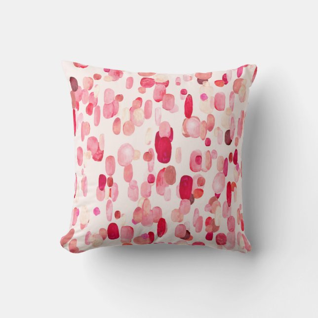 Cute seamless pattern of pink, red and beige spots cushion (Front)