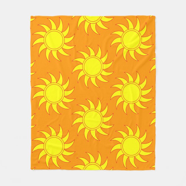 Cute seamless pattern of sun. Doodle hand drawn st Fleece Blanket (Front)