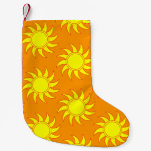 Cute seamless pattern of sun. Doodle hand drawn st Small Christmas Stocking