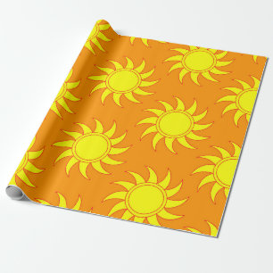 Cute seamless pattern of sun. Doodle hand drawn st Wrapping Paper