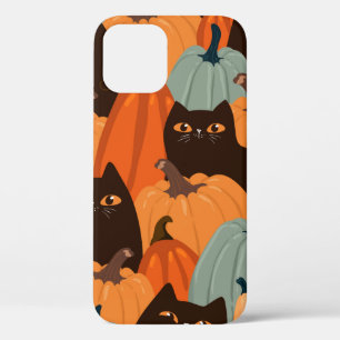 Cute seamless pattern with black cats and pumpkins iPhone 12 case