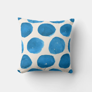 Cute seamless pattern with blue watercolor circles cushion