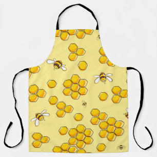 Cute seamless pattern with flying bees. Vintage il Apron