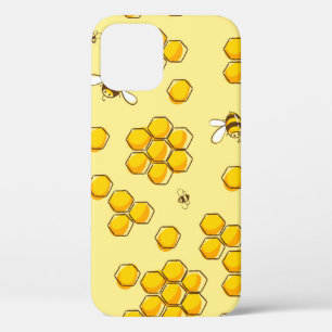 Cute seamless pattern with flying bees. Vintage il iPhone 12 Case