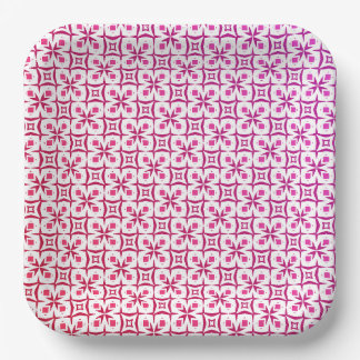 Cute seamless pink floral design paper plate