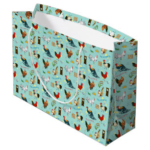 Cute seamless roosters pattern cartoon large gift bag