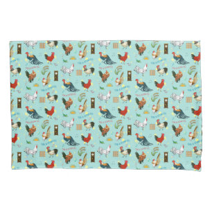 Cute seamless roosters pattern cartoon pillowcase