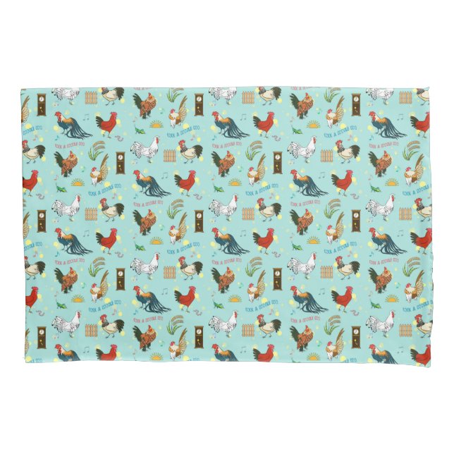 Cute seamless roosters pattern cartoon pillowcase (Front)
