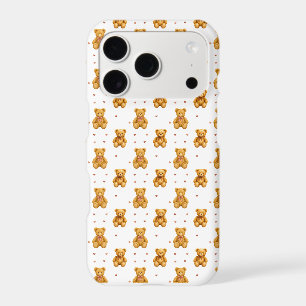Cute Seamless Teddy Bear and Hearts Pattern