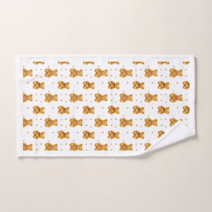 Cute Seamless Teddy Bear and Hearts Pattern Bath Towel Set