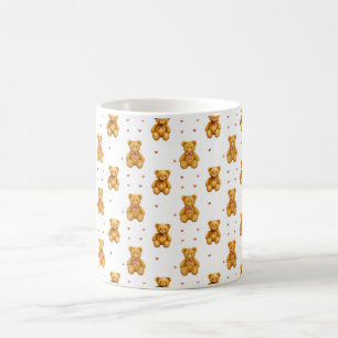 Cute Seamless Teddy Bear and Hearts Pattern Coffee Mug