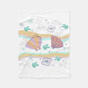 cute seashell drawing fleece blanket