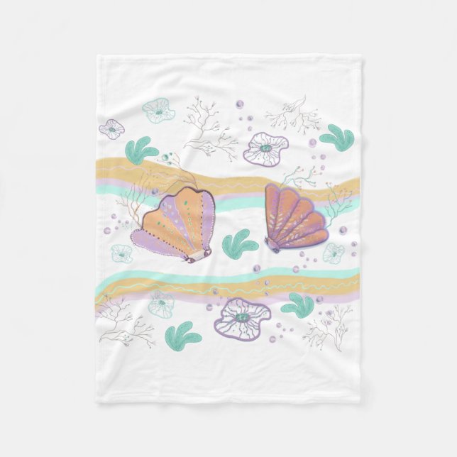  cute seashell drawing  fleece blanket (Front)