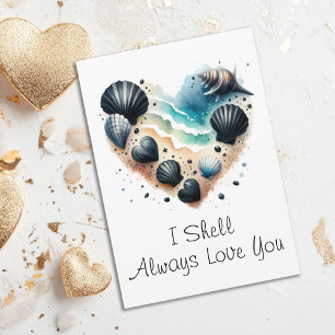 Cute Seashell Heart Beach Love Valentine's Day Holiday Card