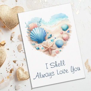 Cute Seashell Heart Beach Love Valentine's Day Holiday Card