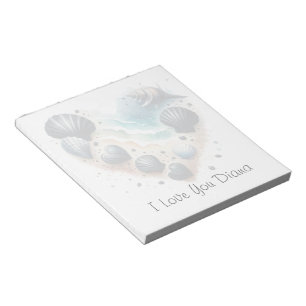 Cute Seashell Heart Beach Love Valentine's Day Notepad