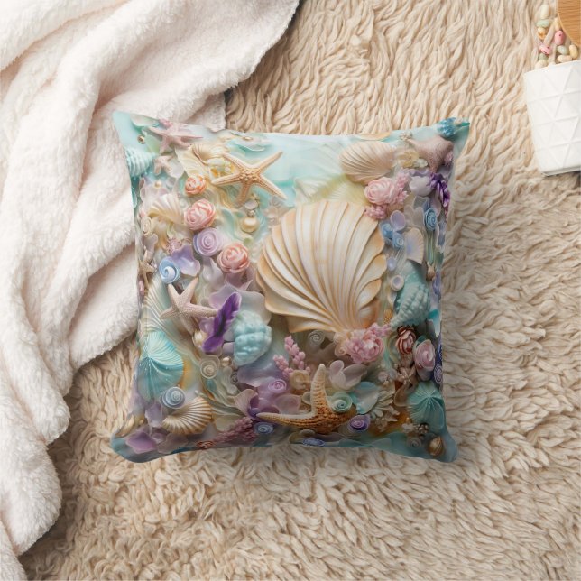Cute seashell pattern beach house style cushion (Blanket)